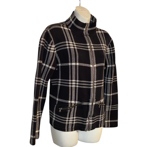 Lauren Ralph Lauren Women's Grey & White Plaid Cardigan Sweater, Zip Front. XL - Picture 4 of 16